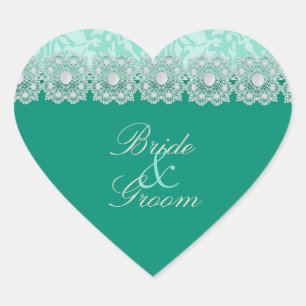 Spitzen und Perlen Aquamarine Wedding Stickers