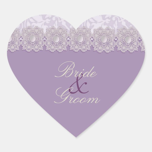 Spitzen und Perlen Lavender Wedding Stickers (Vorderseite)