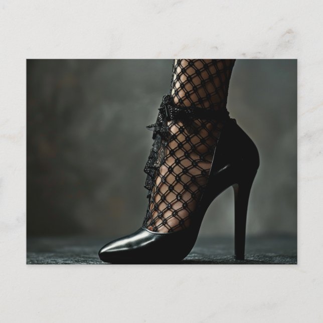 Spitzen und schwarze Stiletto Postkarte (Vorderseite)