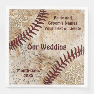 Spitzen- und Vintage-Baseball-Hochzeitsservietten Serviette