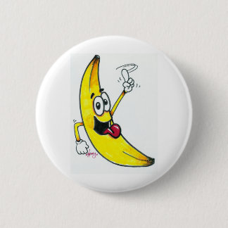 Spitzenbanane, tanzender Bananen-Cartoon Button