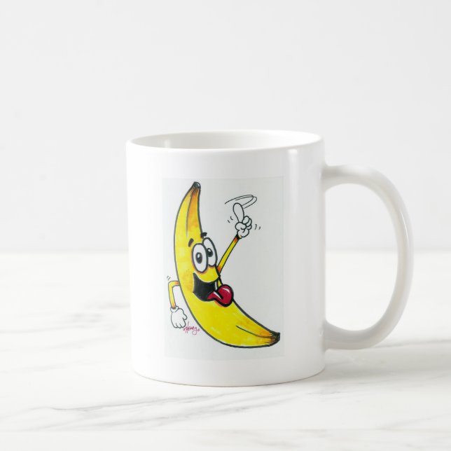Spitzenbanane, tanzender Bananen-Cartoon Tasse (Rechts)