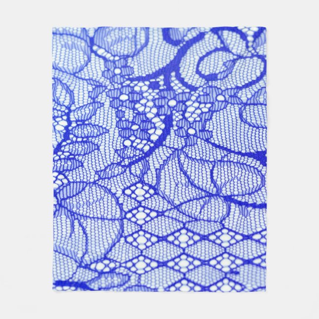 Spitzengewebe in blau. Royal Blue Couture Lace Pat Fleecedecke (Vorderseite)