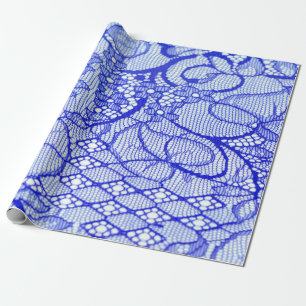 Spitzengewebe in blau. Royal Blue Couture Lace Pat Geschenkpapier