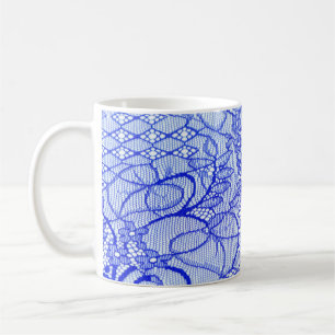 Spitzengewebe in blau. Royal Blue Couture Lace Pat Kaffeetasse