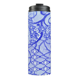Spitzengewebe in blau. Royal Blue Couture Lace Pat Thermosbecher