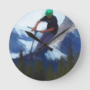 Spitzenleistung - Scooter Boy Runde Wanduhr