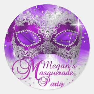 Spitzenmaske Lila Silber Masquerade Aufkleber