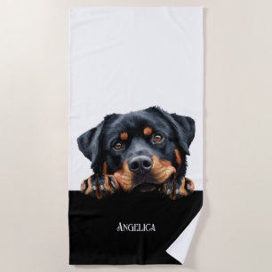 Spitzenmäßiger Rottweiler-Hund lustiges süßes Hund Strandtuch