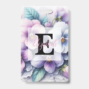 Spitzenmonogramm mit floralen rosa lila Stiefmütte Ausweis