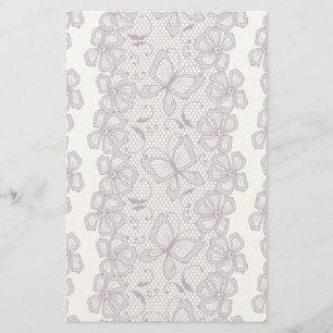 Spitzenmuster mit Schmetterlingen Briefpapier
