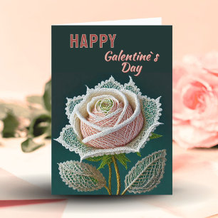 Spitzenrose Galentine`s Day Valentinstag Feiertagskarte