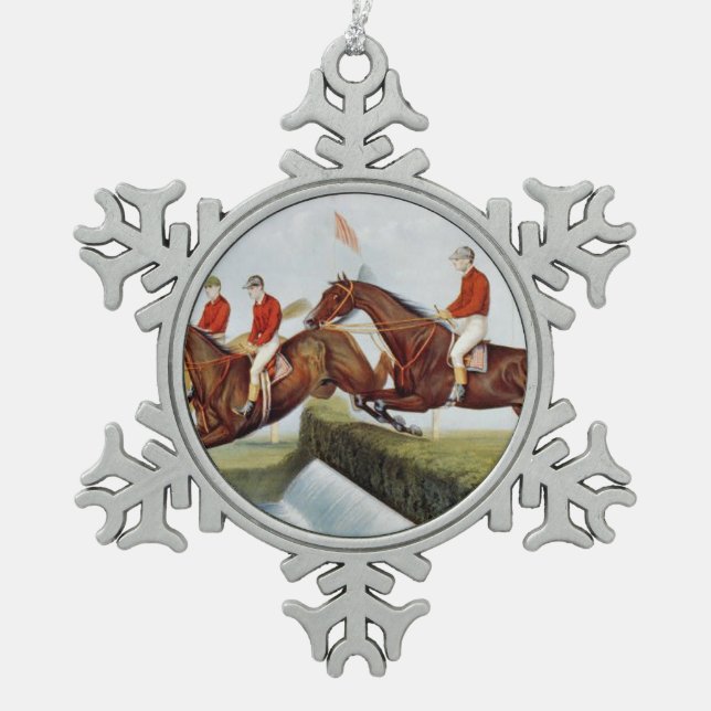 SPITZENSteeplechase Schneeflocken Zinn-Ornament (Vorderseite)