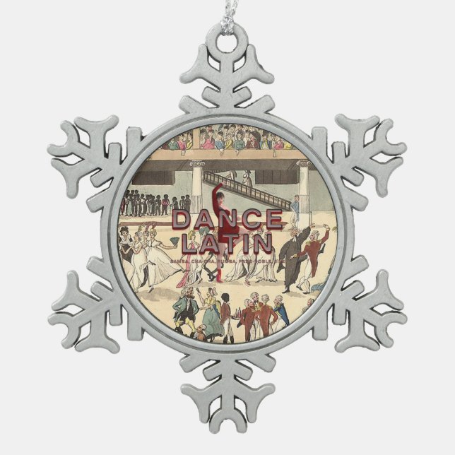 SPITZENtanz-Latein Schneeflocken Zinn-Ornament (Vorderseite)