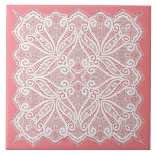 Spitzenuntersetzer rosa weiß vintage altmodisch fliese
