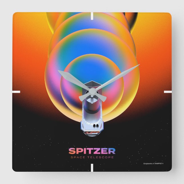 Spitzer Space Telescope Poster. Quadratische Wanduhr (Vorderseite)