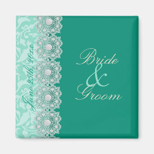 Spitzeund Perlenaquamarine-Save the Date Magnet