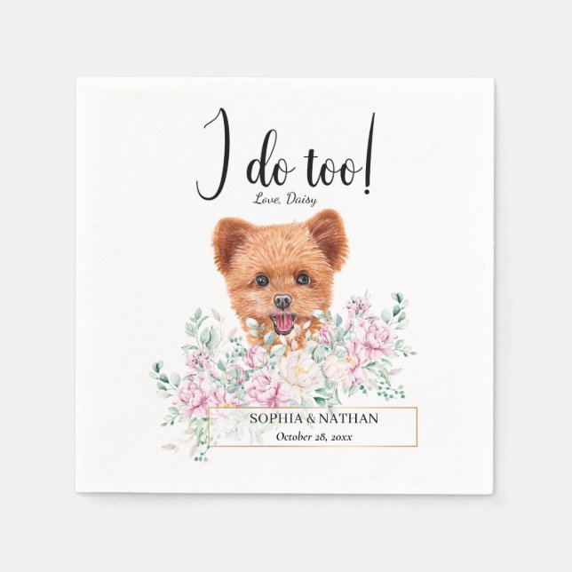 Spitzpoo Dog Wedding Cocktail Napkins Serviette (Vorderseite)