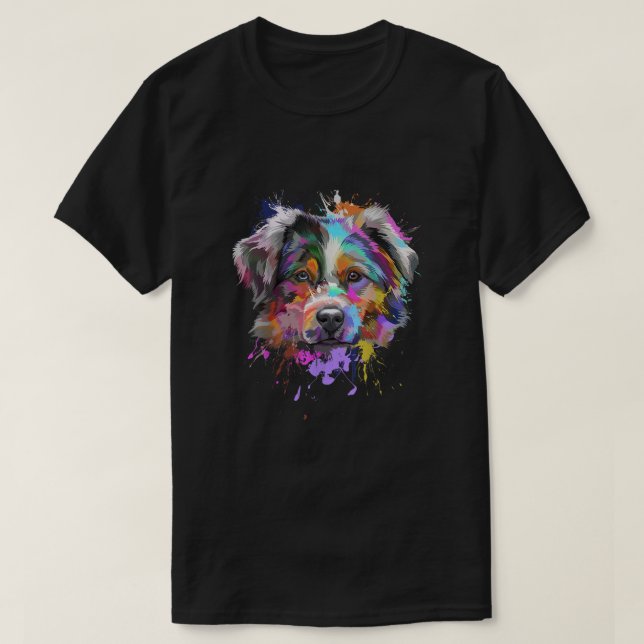 Splash Art Australian Shepherd T-Shirt (Design vorne)