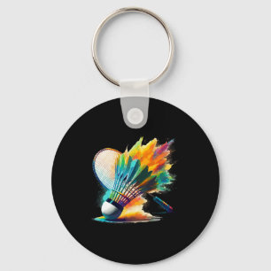 Splash Art Badminton Player Shuttle Racket Sports Schlüsselanhänger