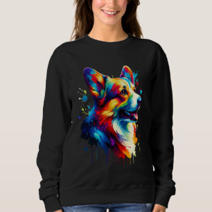 Splash Art Cardigan Welsh Corgi Corgis Sweatshirt