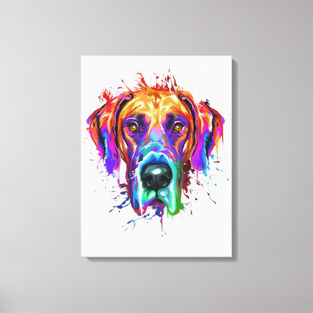 Splash Art Great Dane Puppy Lover Geschenke Leinwanddruck (Vorderseite)