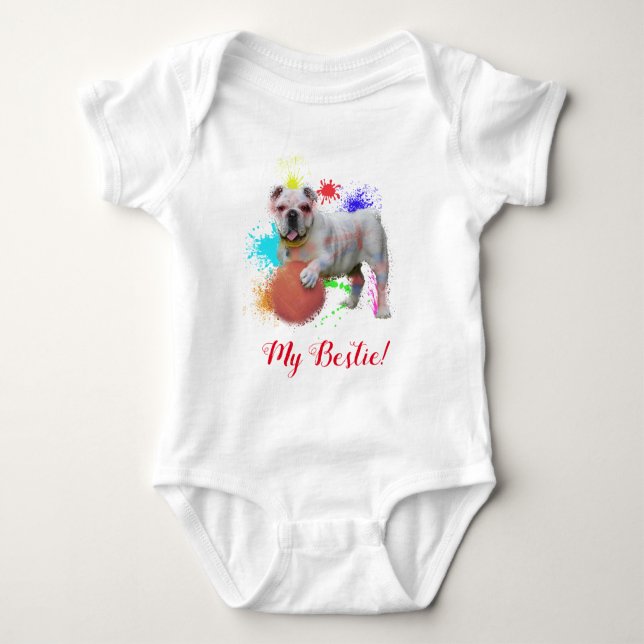 Splash Art Niedlich British Bulldog Baby Bodysuit Baby Strampler (Vorderseite)