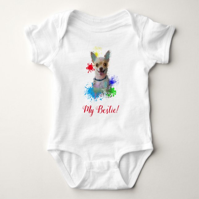 Splash Art Niedlich Chihuahua Dog Baby Bodysuit Strampler (Vorderseite)