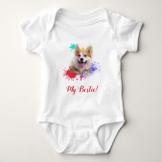 Splash Art Niedlich Corgi Dog Baby Bodysuit Baby Strampler (Vorderseite)