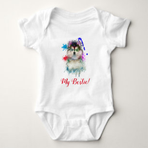 Splash Art Niedlich Pomsky Dog Baby Bodysuit Baby Strampler