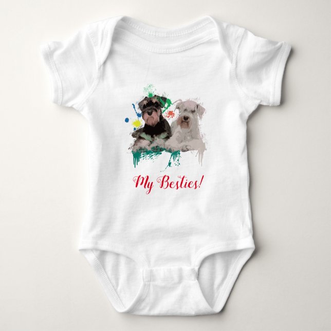 Splash Art Niedlich Schnauzer Dog Baby Bodysuit Baby Strampler (Vorderseite)