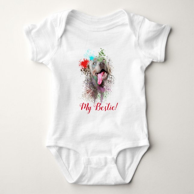 Splash Art Niedlich Weimaraner Dog Baby Bodysuit Baby Strampler (Vorderseite)