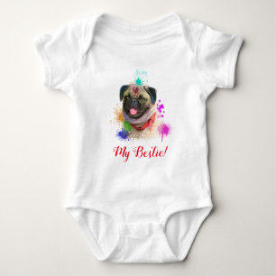 Splash Art Niedlicher Mops Dog Baby Bodysuit Baby Strampler