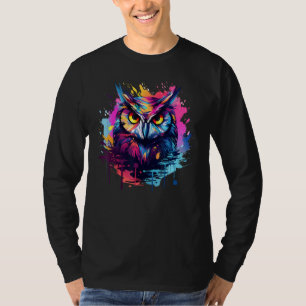 Splash Art Owells Lover Colorful Western Screech O T-Shirt