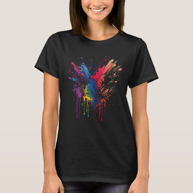 Splash Art Spritzer Farben weiß T-Shirt (Vorderseite)