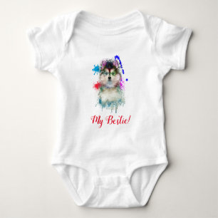 Splash Art Süße Pomsky Hund Baby Bodysuit Strampler