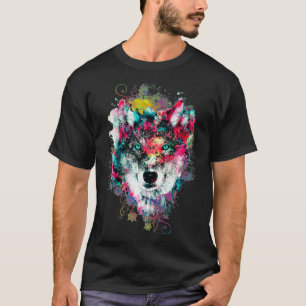 Splash Art Wolf Geschenke für WolfLiebhaber T-Shirt