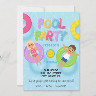 Splash Bash Kinderpoolparty Geburtstag Einladung