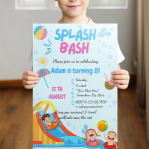 Splash Bash Pool Party Geburtstag Einladung