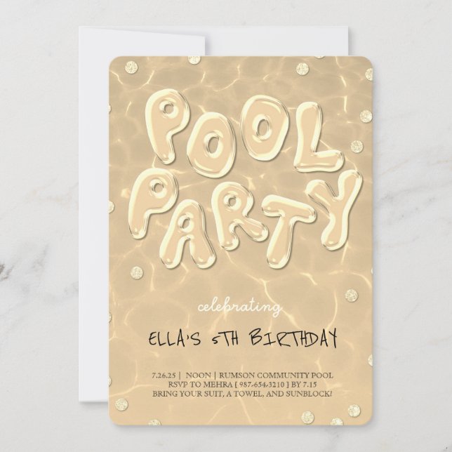 Splash Birthday Bash Pool Party Einladung (Vorderseite)