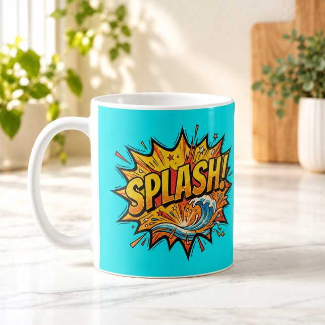 SPLASH Comic-Book-Pop-Art-Wave-Tasse Kaffeetasse (SPLASH Comic Book Pop Art Wave Mug — digital mockup.)