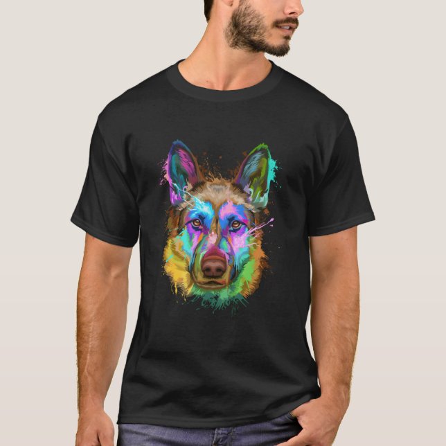 Splash Deutscher Schäferhund Gsd T-Shirt (Vorderseite)