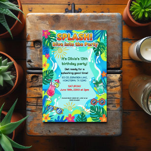Splash Dive Sommer-Geburtstagsfeier Postkarte