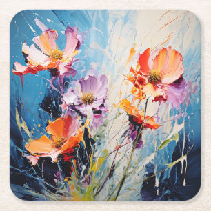 Splash floral art rechteckiger pappuntersetzer