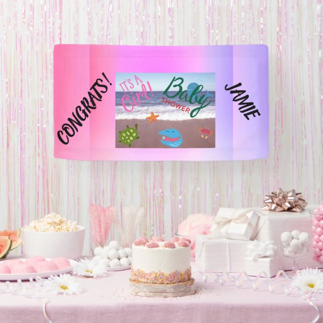 Splash for Joy: Baby Girl Shower Celebration Pink Banner (Party)