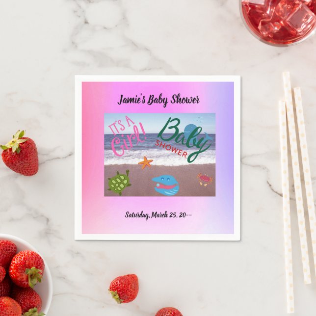 Splash for Joy: Baby Girl Shower Celebration Serviette (Beispiel)