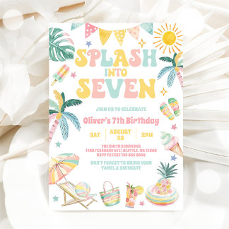 Splash Into Seven Tropical Summer 7th Birthday Einladung