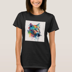 Splash Maine Kun Cat Paint Spritzer Farbenfrohe Fr T-Shirt