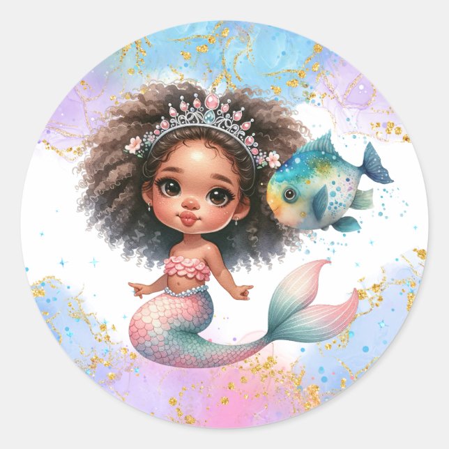 Splash Mermaid Party Schlicht Rundsticker Runder Aufkleber (Vorderseite)