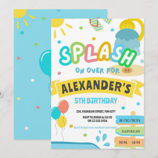 Splash Pad Party Water Park Geburtstag Einladung